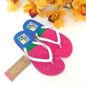 ROXY GIRLS FLIP FLOPS BEACH SANDALS POOL SHOES SIZE 4 NWT